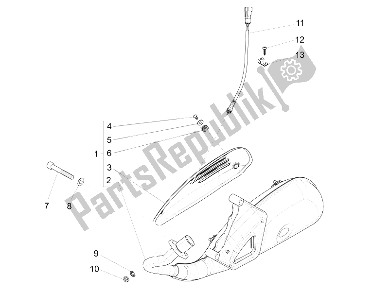 All parts for the Silencer of the Vespa LX 125 4T 3V IE Vietnam 2012