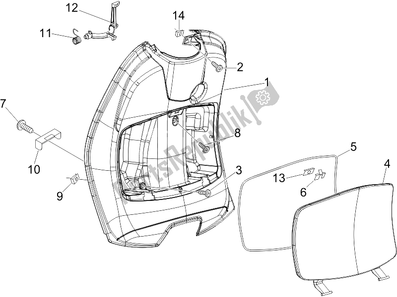 All parts for the Front Glove-box - Knee-guard Panel of the Vespa LX 50 4T 4V NL 2011