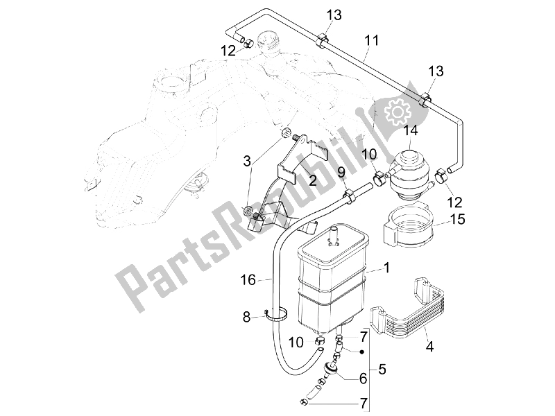 Toutes les pièces pour le Système Anti-percolation du Vespa GTS 300 IE 2012