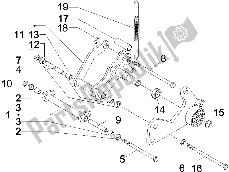 Tutte le parti per il Braccio Oscillante del Vespa GTV 250 IE USA 2007