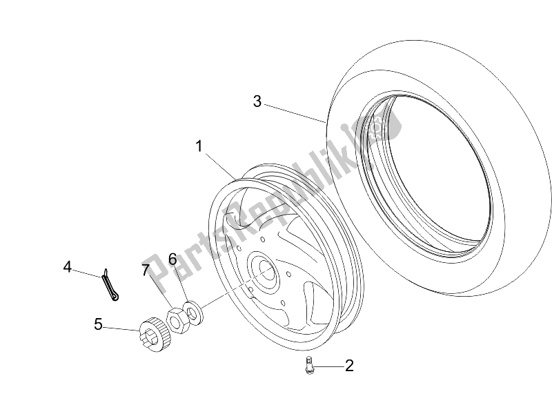 All parts for the Rear Wheel of the Vespa LX 50 4T 4V NL 2011
