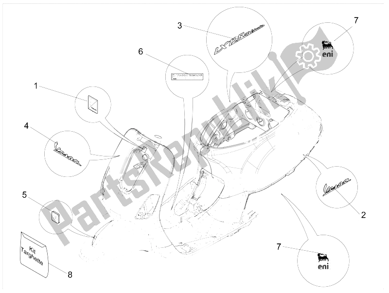 Todas las partes para Placas - Emblemas de Vespa LX 125 4T 3V IE Vietnam 2012