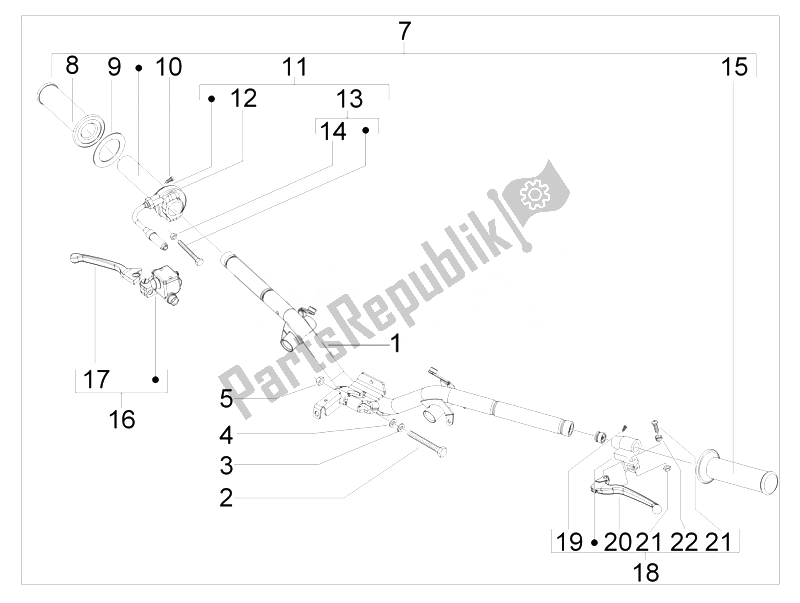 Toutes les pièces pour le Guidon - Master Cil. Du Vespa S 50 4T 2V 25 KMH NL 2010