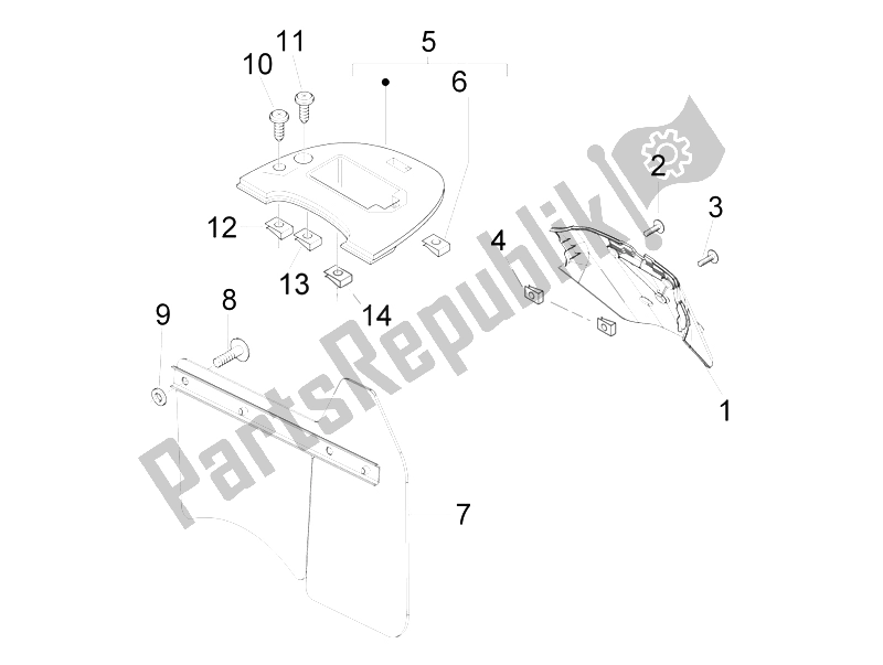 Tutte le parti per il Coperchio Posteriore - Paraspruzzi del Vespa LX 125 4T IE E3 Vietnam 2011