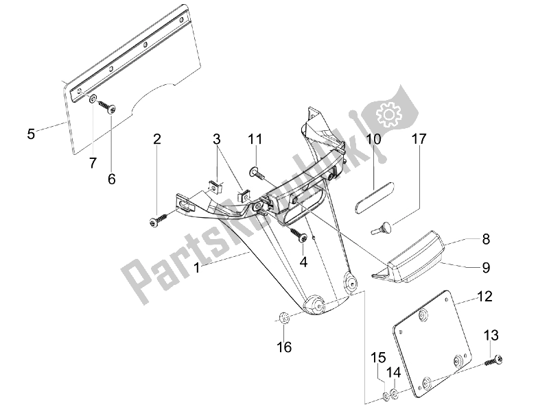 Toutes les pièces pour le Capot Arrière - Protection Contre Les éclaboussures du Vespa S 50 2T UK 2007