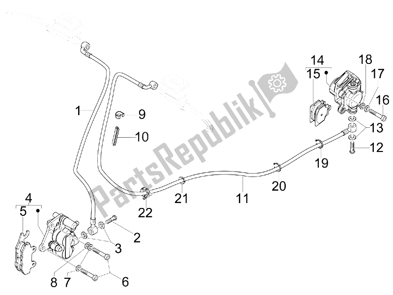 Tutte le parti per il Tubi Dei Freni - Pinze del Vespa GTS 300 IE Super USA 2009