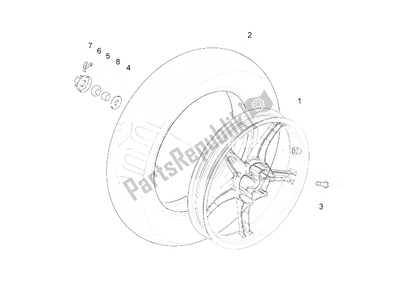 Toutes les pièces pour le Roue Arrière du Vespa S 125 4T 2V E3 Taiwan 2011