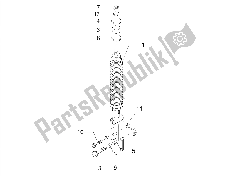 All parts for the Rear Suspension - Shock Absorber/s of the Vespa LX 150 4T IE E3 2009
