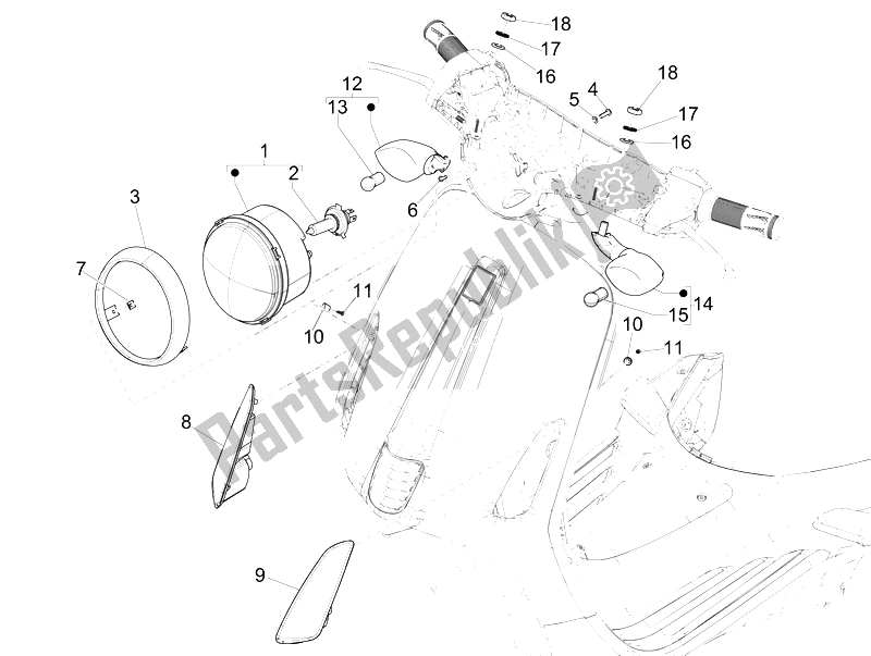 Toutes les pièces pour le Phares Avant - Clignotants du Vespa 150 4T 3V IE Primavera USA 2014