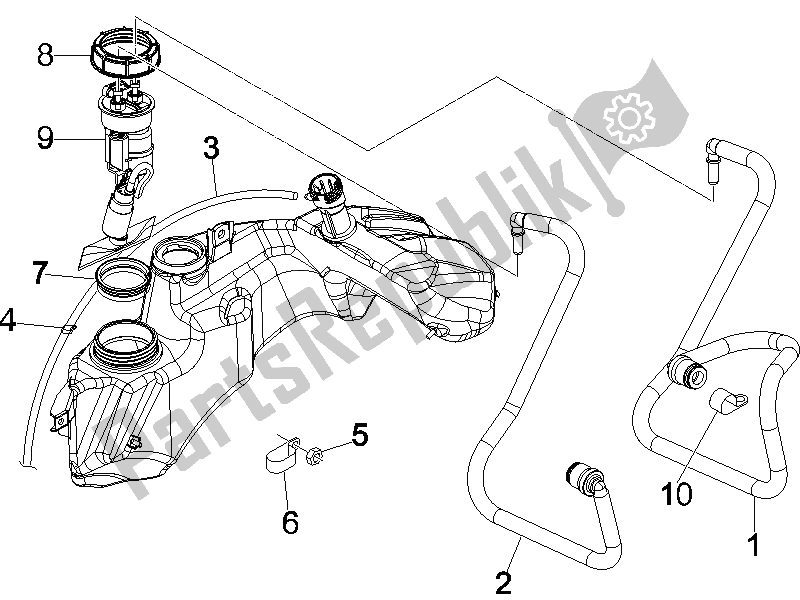 Toutes les pièces pour le Système D'alimentation du Vespa GTS 250 ABS 2005