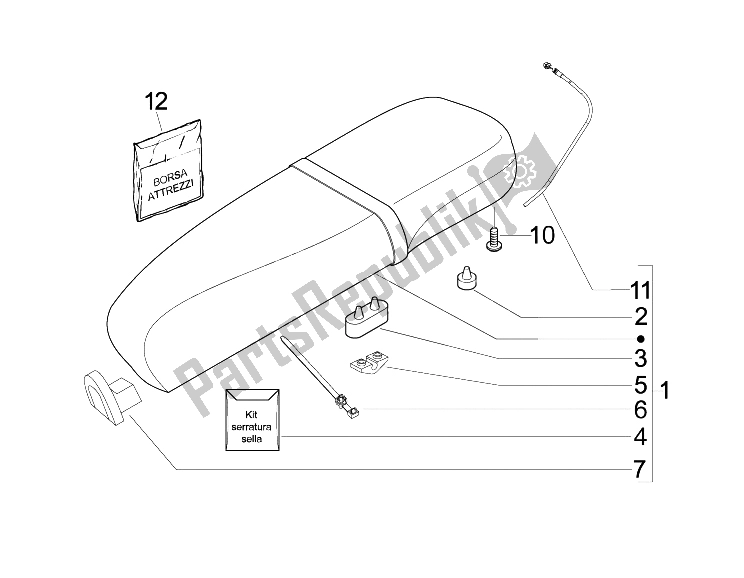 Tutte le parti per il Sella / Sedili del Vespa LX 50 4T 4V 2009