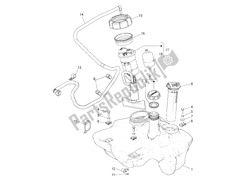 Toutes les pièces pour le Réservoir D'essence du Vespa LX 125 4T 2V IE E3 Taiwan 2011