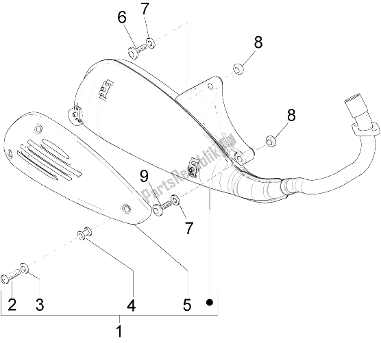 Toutes les pièces pour le Silencieux du Vespa LXV 50 4T 25 KMH 2012