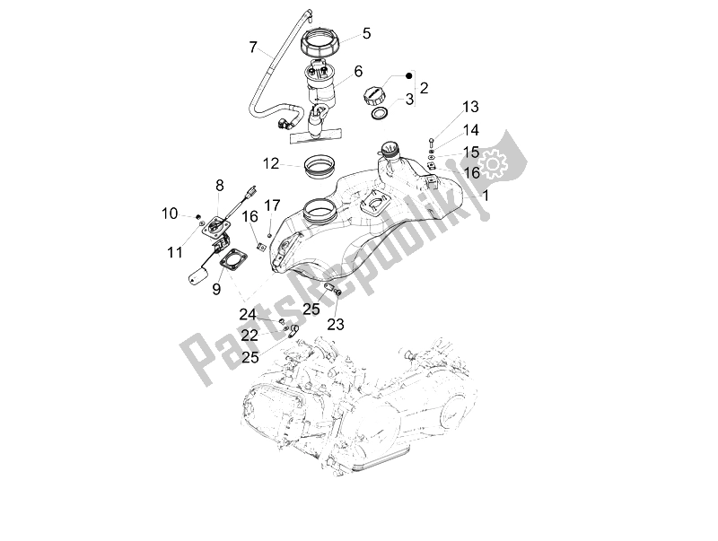 Todas las partes para Depósito De Combustible de Vespa 150 Sprint 4T 3V IE China 2015