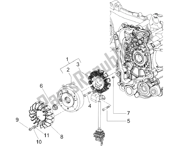 All parts for the Flywheel Magneto of the Vespa LX 150 4T IE E3 Vietnam 2011