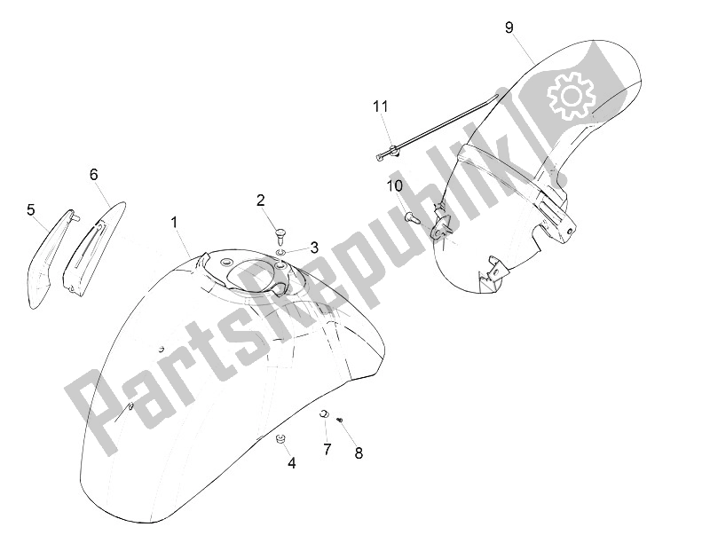 Tutte le parti per il Passaruota - Parafango del Vespa Vespa GTS 125 4T E4 ABS EU 2016
