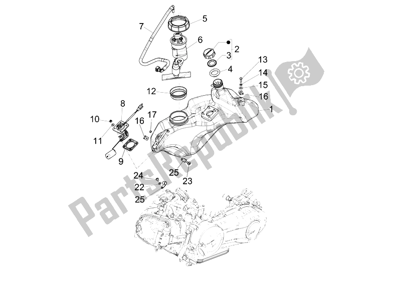Todas las partes para Depósito De Combustible de Vespa 150 Sprint 4T 3V IE USA 2014
