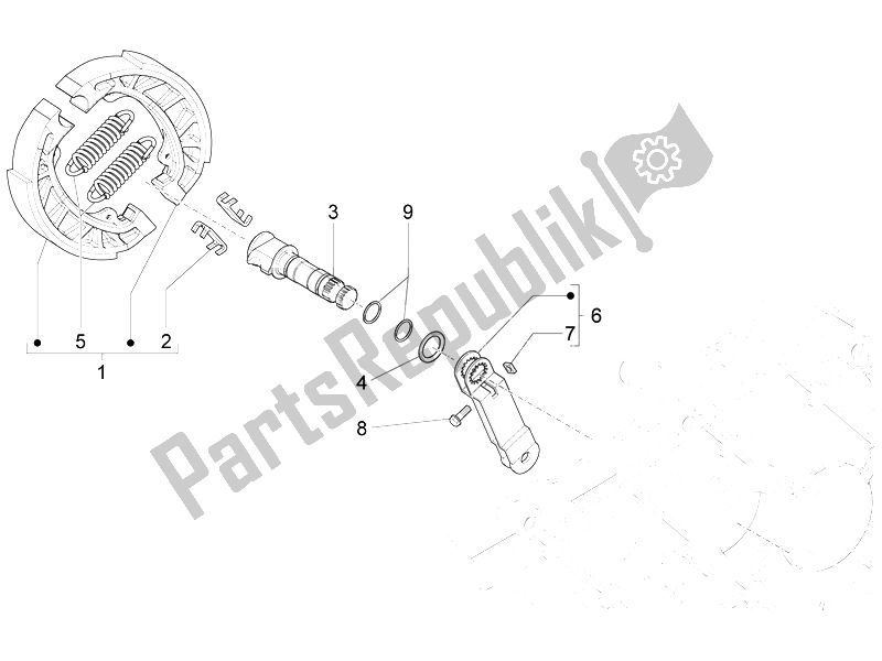 All parts for the Rear Brake - Brake Jaw of the Vespa 50 4T 2V 52 KMH B NL 2014