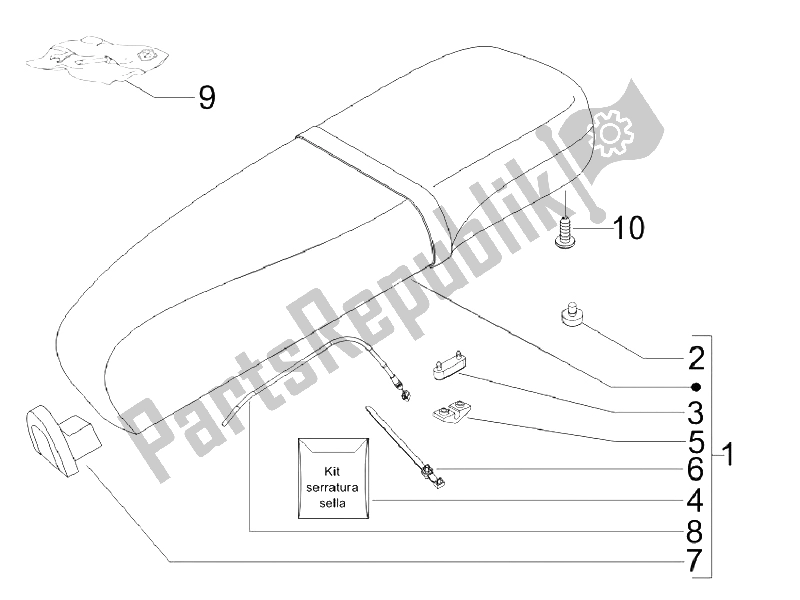 All parts for the Saddle/seats of the Vespa LX 125 4T IE E3 Vietnam 2011