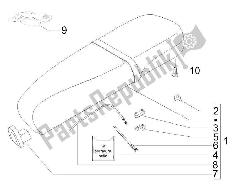 Todas as partes de Sela / Assentos do Vespa LX 125 4T IE E3 Vietnam 2011