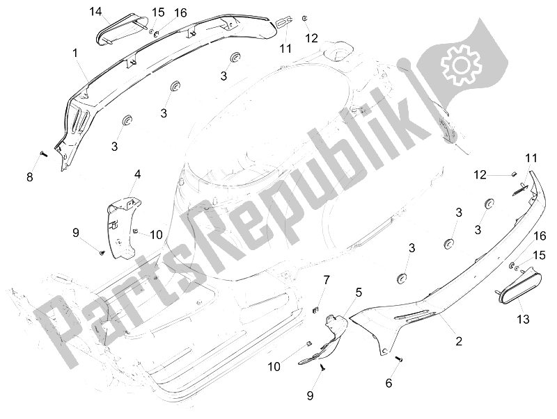 Toutes les pièces pour le Couvercle Latéral - Spoiler du Vespa GTS 300 IE 2012