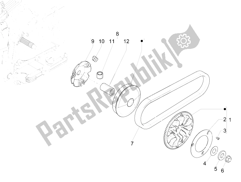 Toutes les pièces pour le Poulie Motrice du Vespa LXV 150 USA 2011