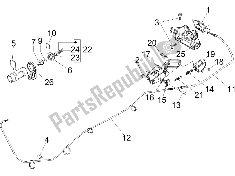 Todas las partes para Cerraduras de Vespa GTV 125 4T E3 UK 2006