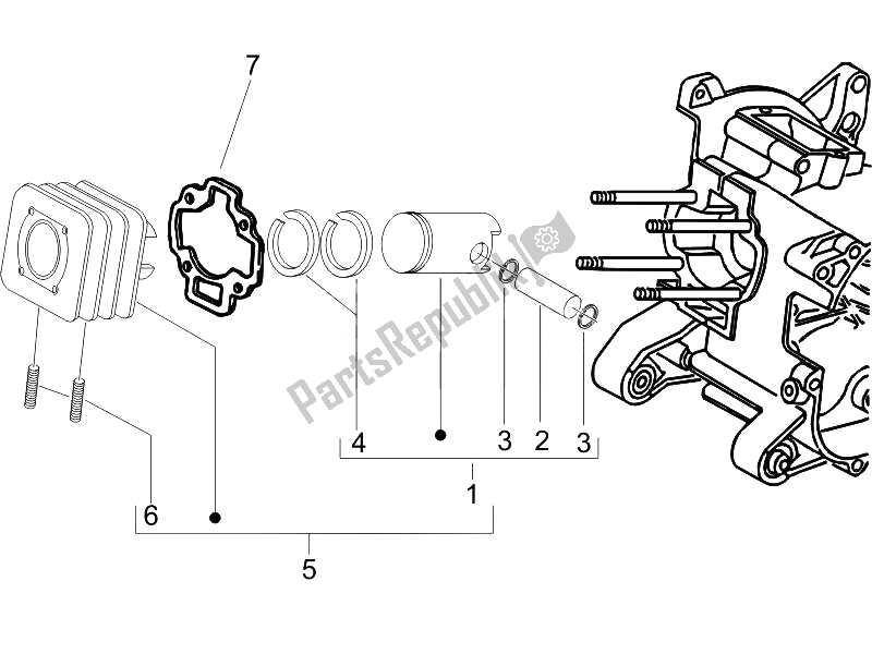 Todas as partes de Unidade De Pino Cilindro-pistão-pulso do Vespa Sprint 50 2T2V 2014