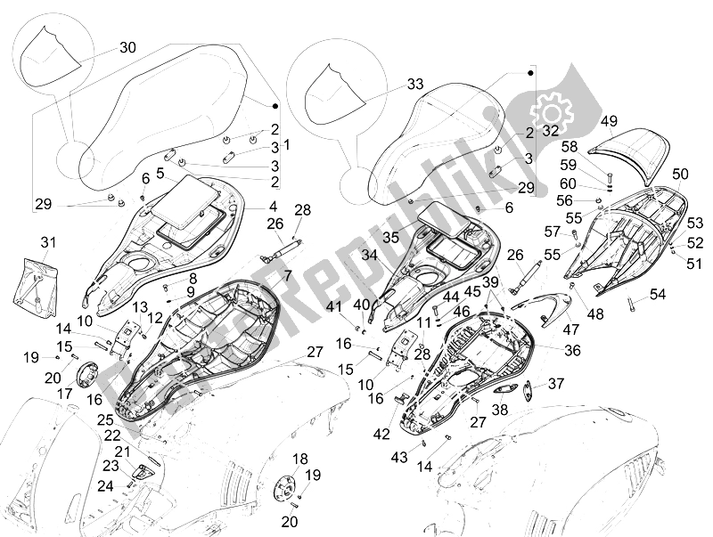 Toutes les pièces pour le Selle / Sièges du Vespa 946 150 2014