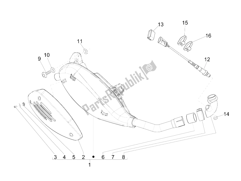 Toutes les pièces pour le Silencieux du Vespa GTV 250 IE 2006