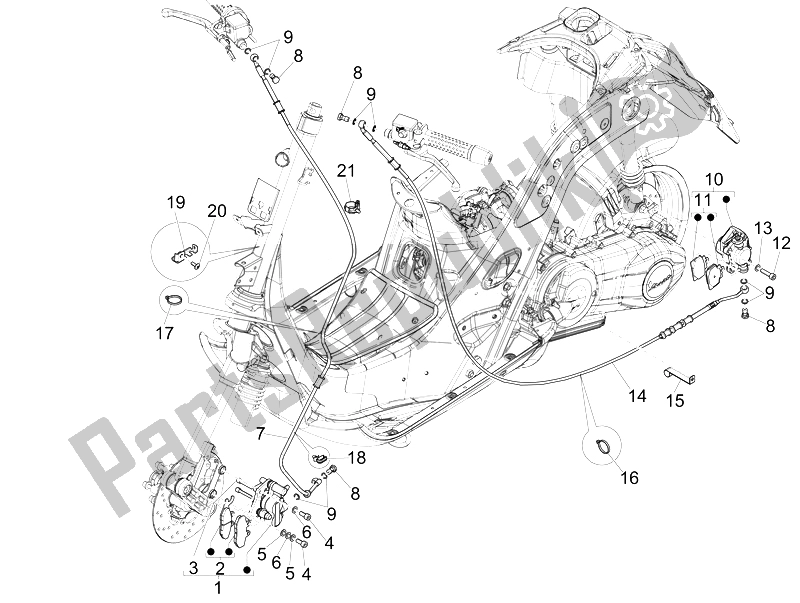 Todas las partes para Tubos De Frenos - Pinzas de Vespa Vespa GTS Super 150 IE 4T 3V Asia 2014