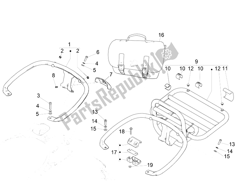 Toutes les pièces pour le Porte-bagages Arrière du Vespa Vespa GTS Super 150 IE 4T 3V Asia 2014