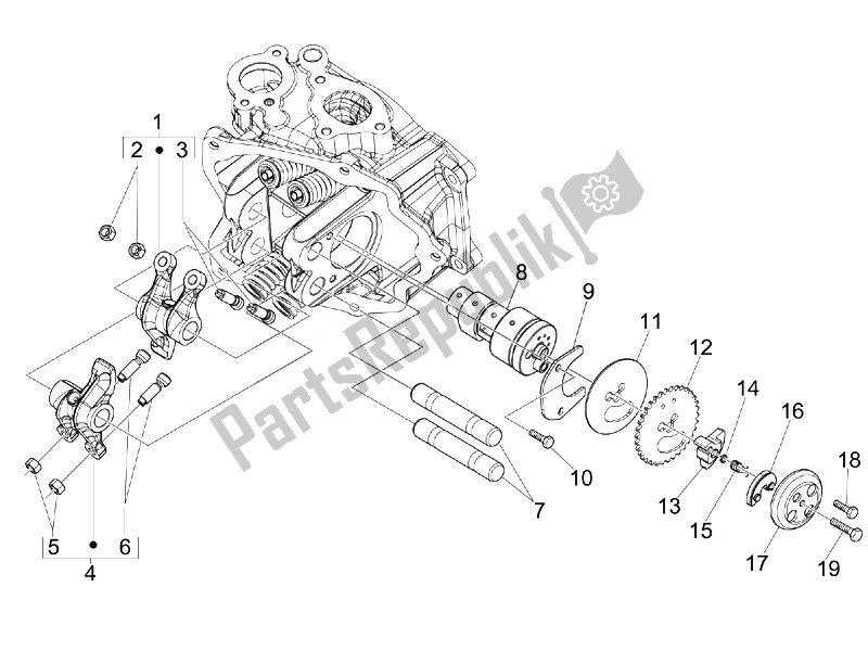 Toutes les pièces pour le Leviers à Bascule Support Unité du Vespa GTS 300 IE Super Sport 2010