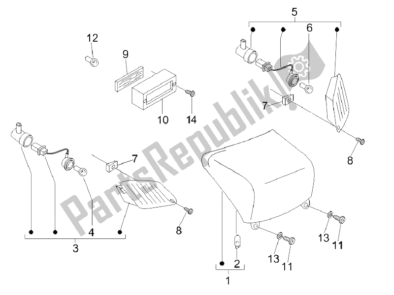 All parts for the Rear Headlamps - Turn Signal Lamps of the Vespa LX 150 4T IE E3 Vietnam 2011