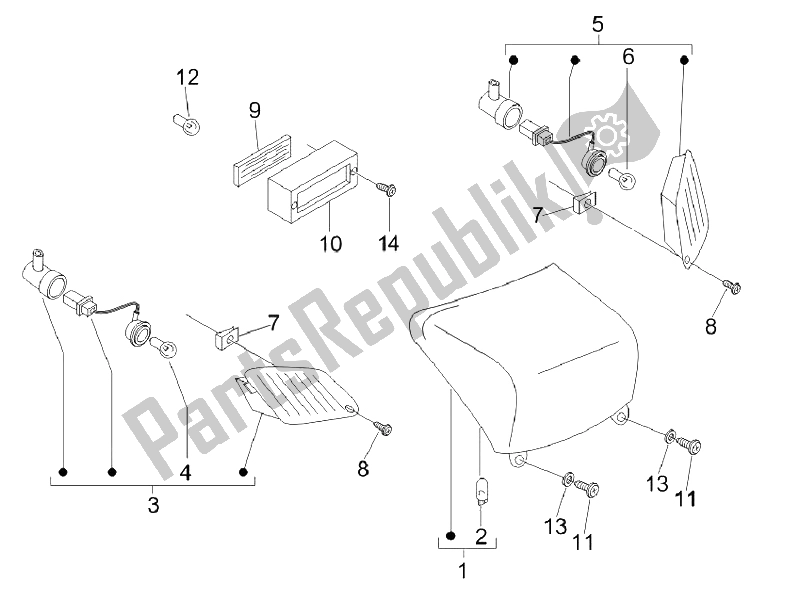 Wszystkie części do Reflektory Tylne - Kierunkowskazy Vespa LX 150 4T IE E3 Vietnam 2011