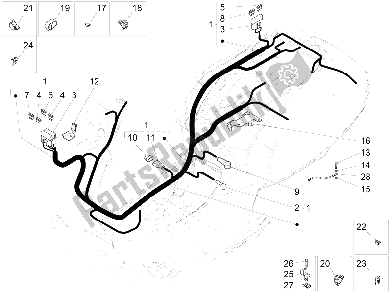 Toutes les pièces pour le Faisceau De Câbles Principal du Vespa S 125 4T 3V IE 2012