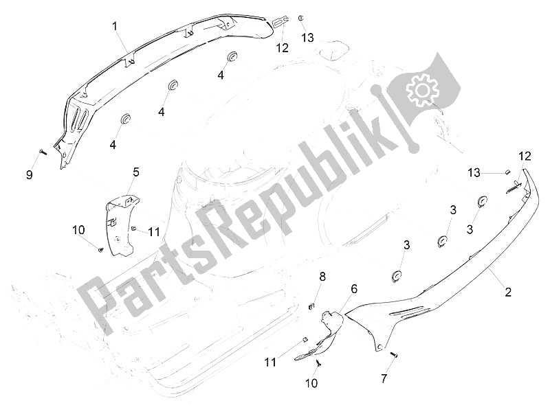 Tutte le parti per il Coperchio Laterale - Spoiler del Vespa Vespa GTS 125 4T E4 ABS EU 2016