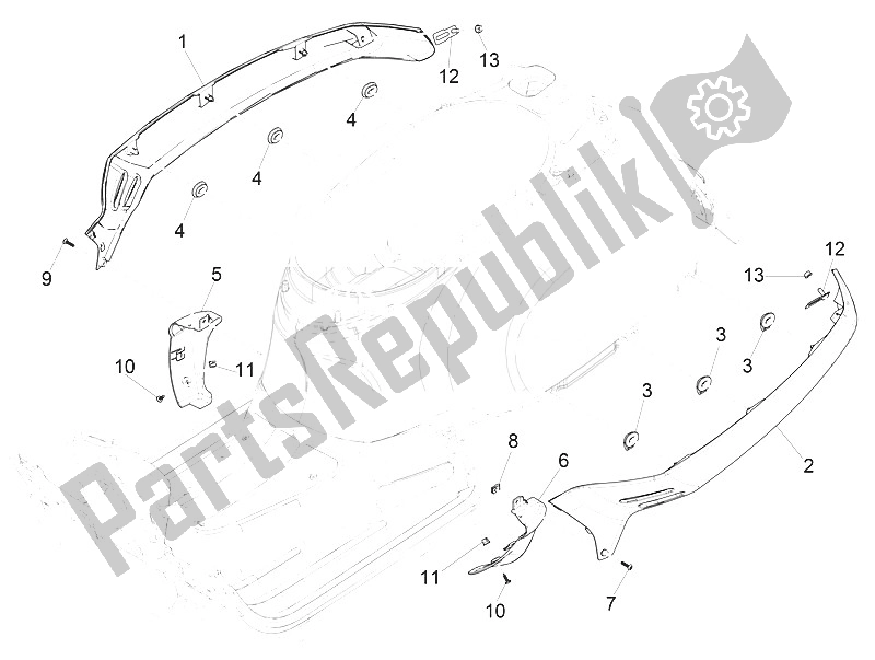 Toutes les pièces pour le Couvercle Latéral - Spoiler du Vespa Vespa GTS 150 4T E4 ABS EU 2016