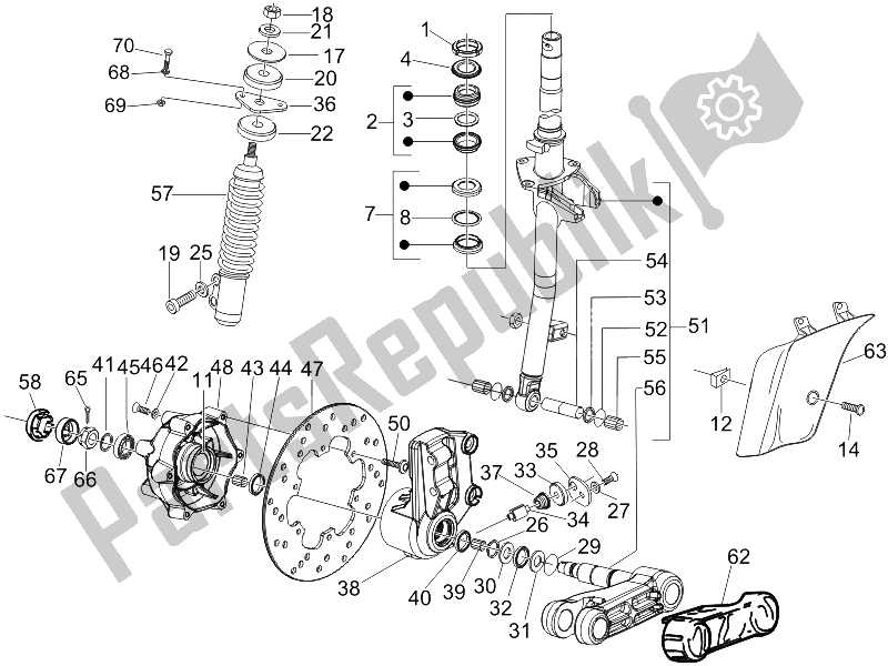 Toutes les pièces pour le Fourche / Tube De Direction - Palier De Direction du Vespa LX 50 4T USA 2006