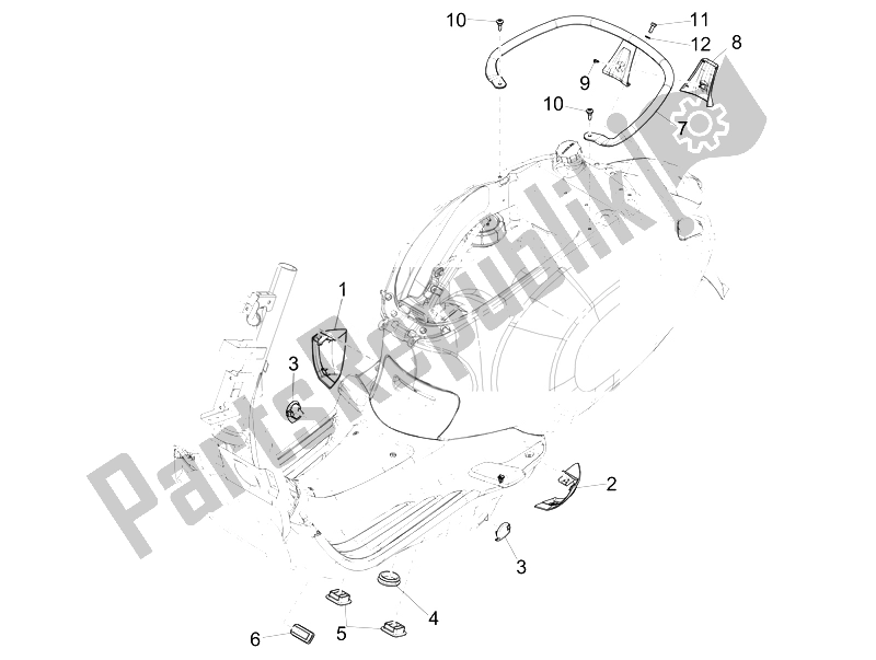 Toutes les pièces pour le Couvercle Latéral - Spoiler du Vespa 150 4T 3V IE Primavera USA 2014