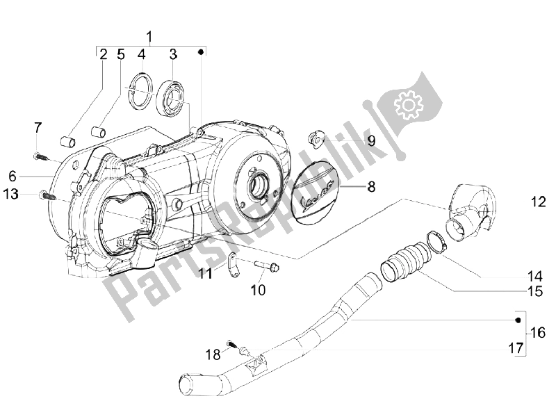 Toutes les pièces pour le Couvercle De Carter - Refroidissement Du Carter du Vespa S 150 4T Vietnam 2009