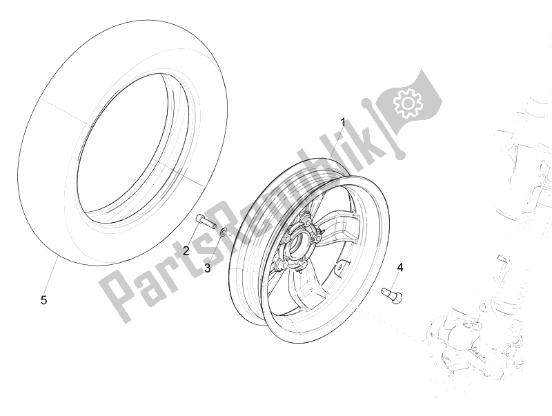 Toutes les pièces pour le Roue Avant du Vespa LT 125 4T 3V IE E3 Vietnam 2014