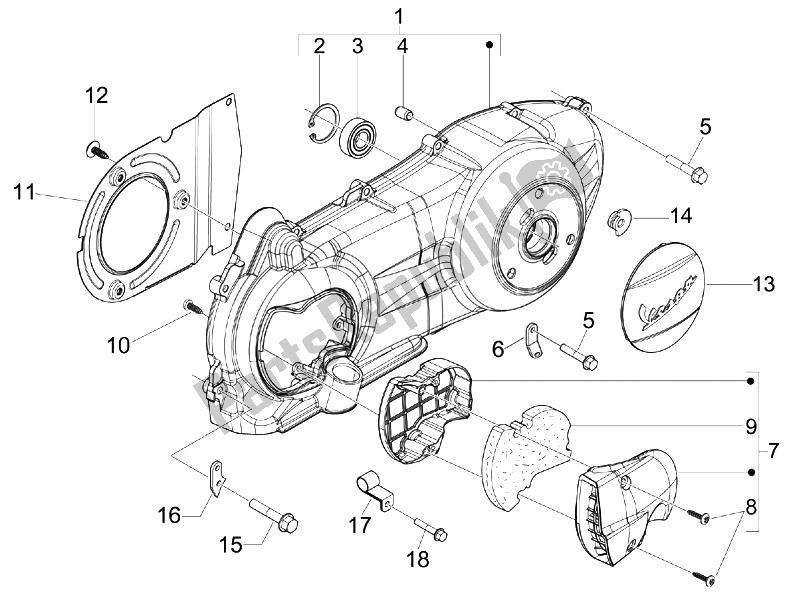 Toutes les pièces pour le Couvercle De Carter - Refroidissement Du Carter du Vespa GTS 300 IE Super ABS USA 2014