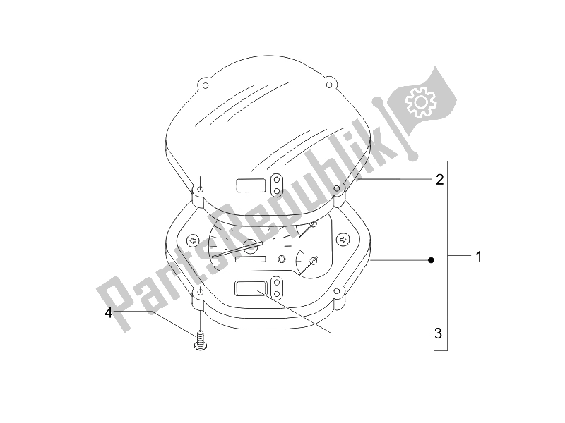 All parts for the Meter Combination-dashbord of the Vespa GTS 125 4T E3 UK 2007