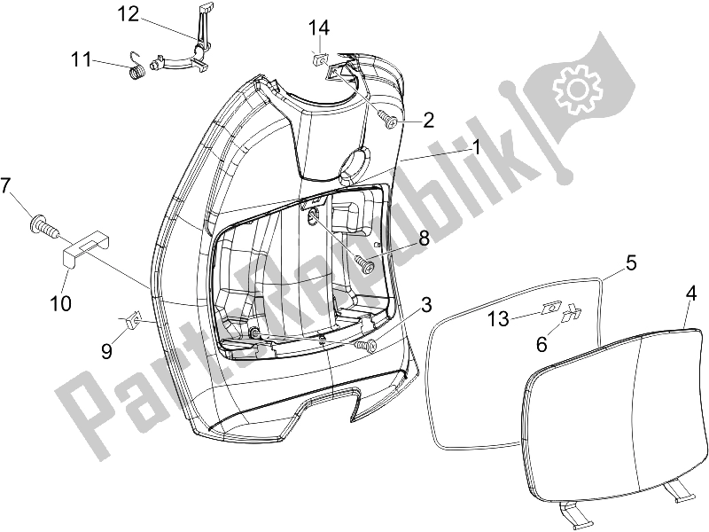 Wszystkie części do Przedni Schowek - Panel Ochraniaj? Cy Kolana Vespa LX 150 4T E3 2006