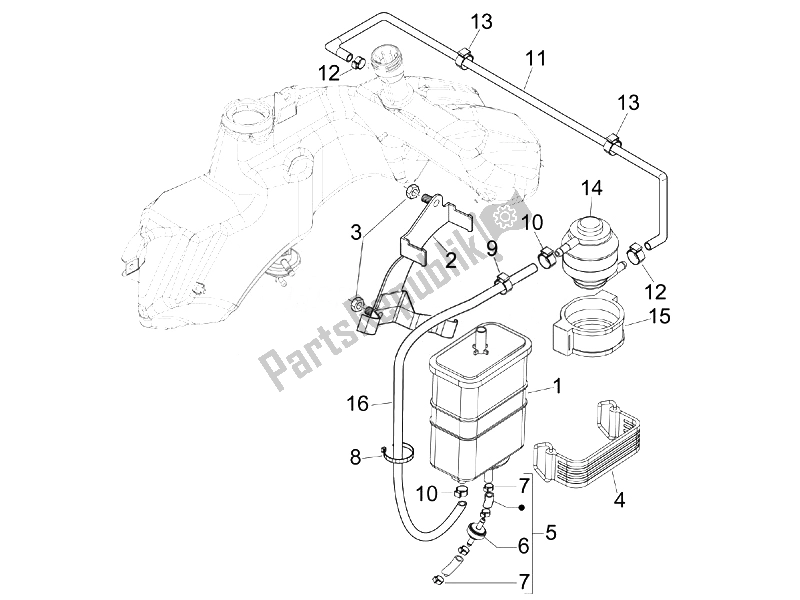 Toutes les pièces pour le Système Anti-percolation du Vespa Vespa GTS 300 IE Super ABS USA 2014