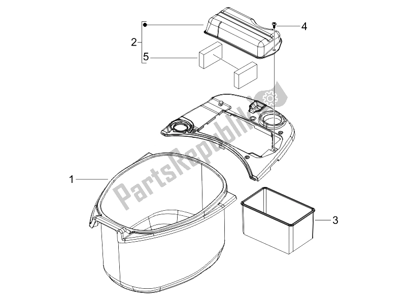 All parts for the Helmet Huosing - Undersaddle of the Vespa LX 125 4T IE E3 Touring 2010