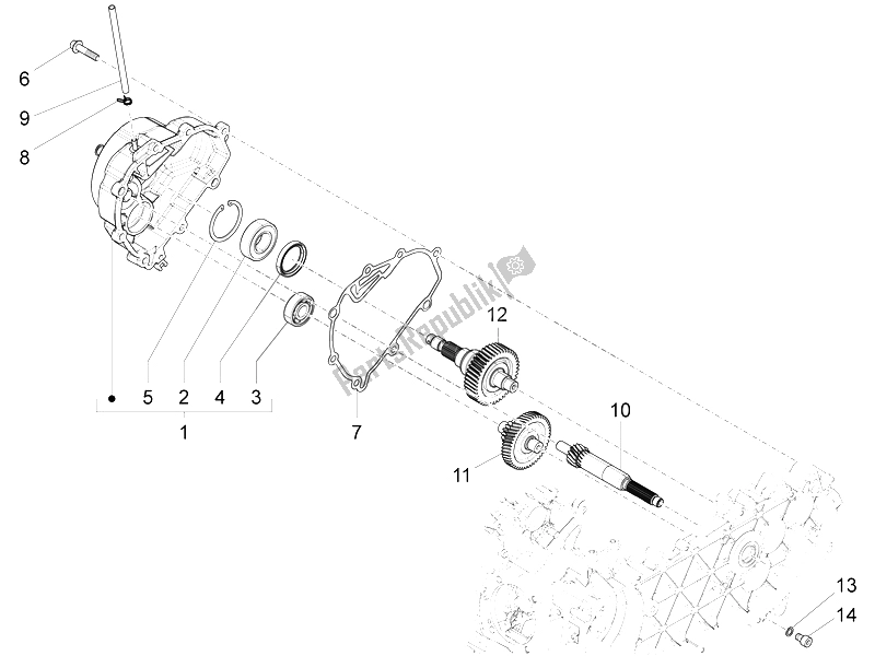 Tutte le parti per il Unità Di Riduzione del Vespa S 150 4T 3V IE Vietnam 2012