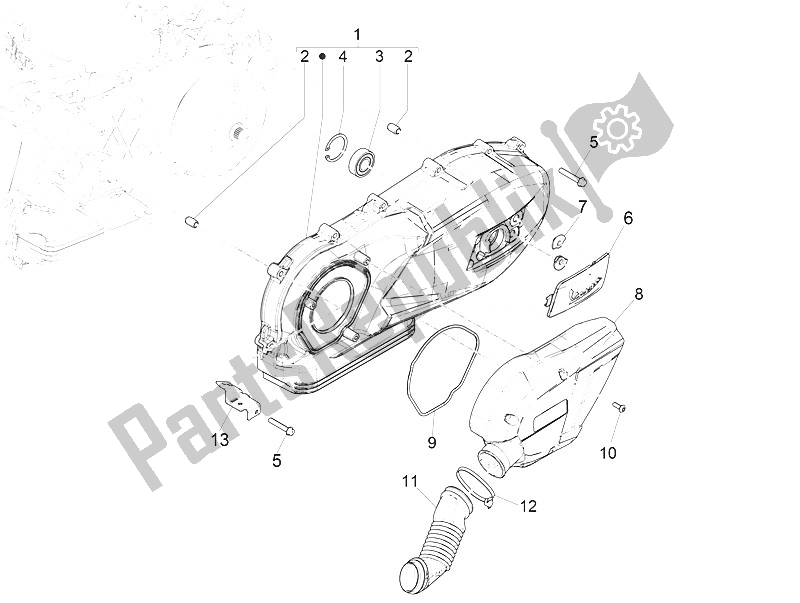 Toutes les pièces pour le Couvercle De Carter - Refroidissement Du Carter du Vespa Vespa GTS 150 4T E4 ABS EU 2016