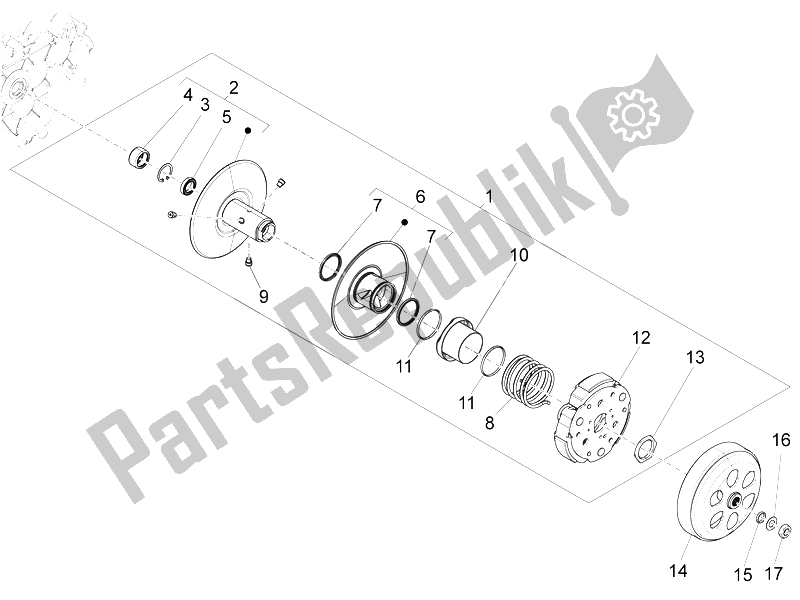 Tutte le parti per il Puleggia Condotta del Vespa LX 125 4T 3V IE Vietnam 2012